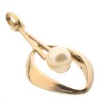 Gouden fantasie hanger gezet met een parel (kettinghanger), Sieraden, Tassen en Uiterlijk, Ophalen of Verzenden, Gebruikt, Goud