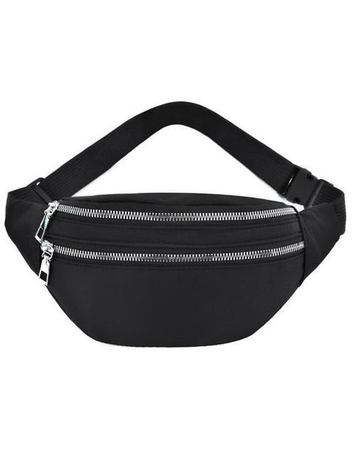 Mat Zwarte Heuptas Twee Ritsen Fanny Pack Twee Vakken Zwarte, Sieraden, Tassen en Uiterlijk, Tassen | Damestassen, Overige typen