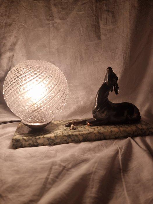 Tafellamp met beeldje - Brons - Bronze Marmor, Antiek en Kunst, Curiosa en Brocante