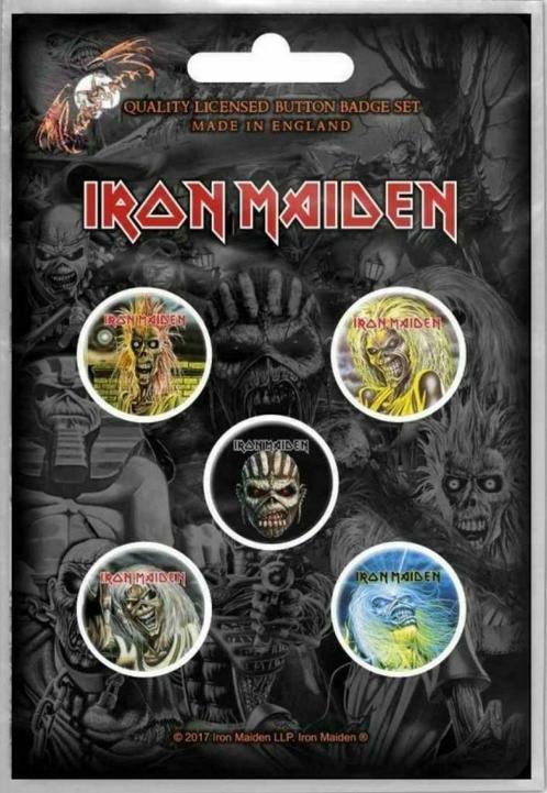 Iron Maiden button Faces of Eddie officiële merchandise, Verzamelen, Muziek, Artiesten en Beroemdheden, Gebruiksvoorwerp, Nieuw