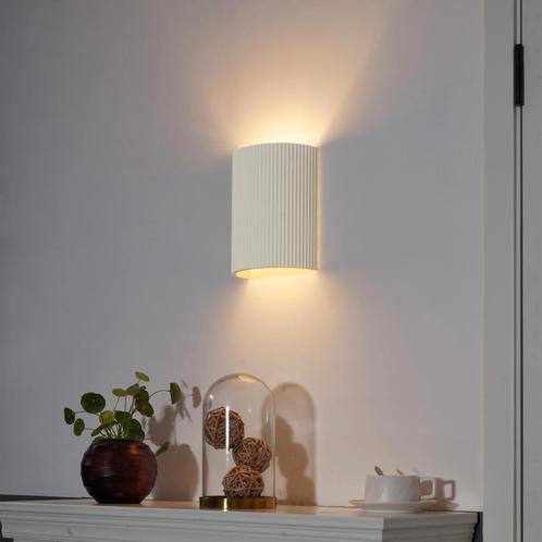 Scandinavische wandlamp beige ovaal - Plaster, Huis en Inrichting, Lampen | Wandlampen, Nieuw