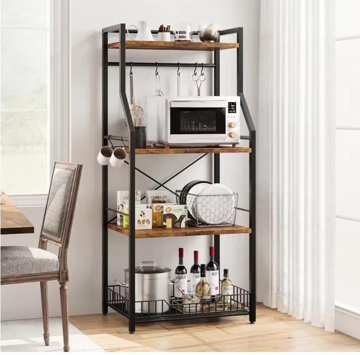 4-laags Keukenrek met Mand  Magnetronrek en Koffiebar Statio, Huis en Inrichting, Kasten | Buffetkasten, Nieuw, Verzenden