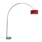 Booglamp zwart velours kap rood met goud 50 cm - XXL, Huis en Inrichting, Lampen | Vloerlampen, Nieuw, Overige materialen, Modern