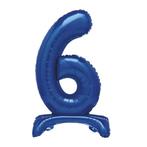 Blauwe Cijfer Ballon 6 Jaar Met Standaard 76cm, Hobby en Vrije tijd, Feestartikelen, Verzenden, Nieuw