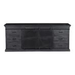 Dressoir Mangohout Milan 190 Zwart, Huis en Inrichting, Kasten | Dressoirs, Verzenden, 150 tot 200 cm, Nieuw, Industriële meubels