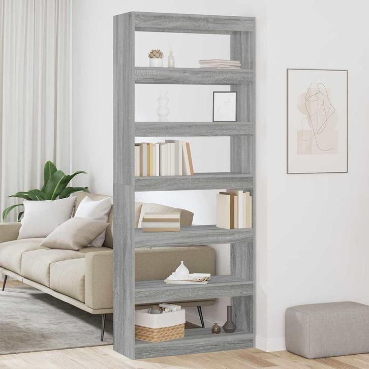 vidaXL Boekenkast met plank Grijs sonoma 80 x 30 x 198 cm, Huis en Inrichting, Kasten | Boekenkasten, Nieuw, 50 tot 100 cm, Overige houtsoorten