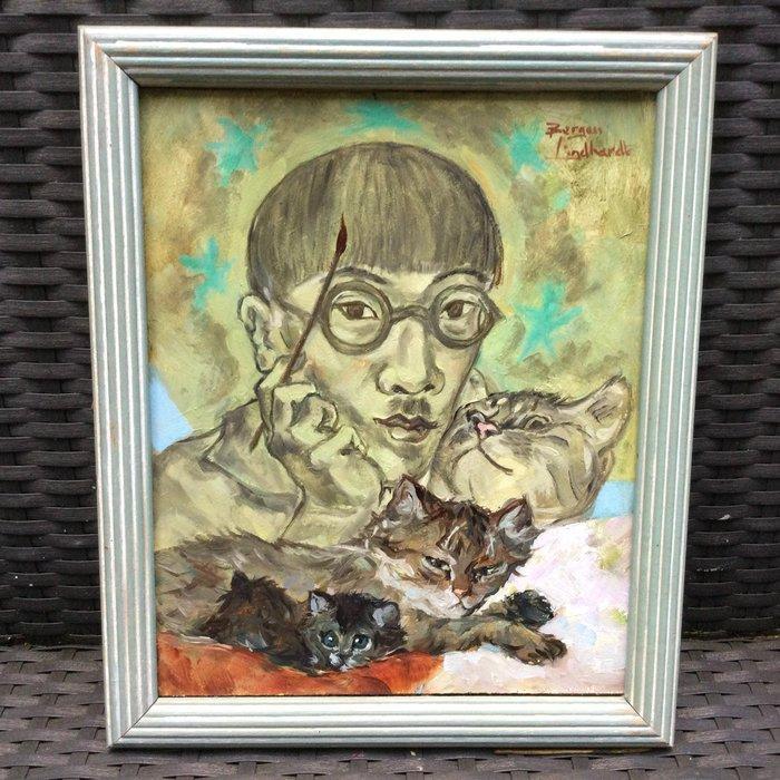 Borgen Lindhardt (1974) - Foujita met katjes, Antiek en Kunst, Kunst | Schilderijen | Klassiek
