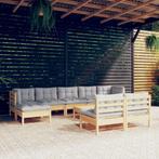 vidaXL 10-delige Loungeset met grijze kussens grenenhout, Tuin en Terras, Tuinsets en Loungesets, Verzenden, Nieuw, Meer dan 8 zitplaatsen