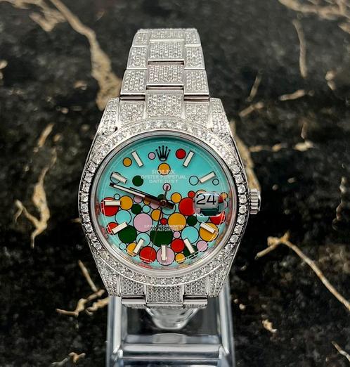 Rolex Datejust 41 - New -Tiffany Dial - Iced Out - Diamonds, Sieraden, Tassen en Uiterlijk, Horloges | Heren