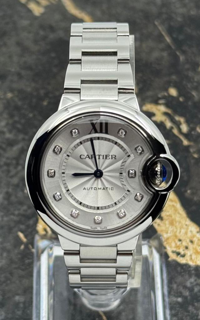 Cartier Ballon Blue de  - Diamond Dial 33mm - W4BB0021, Sieraden, Tassen en Uiterlijk, Horloges | Dames, Nieuw