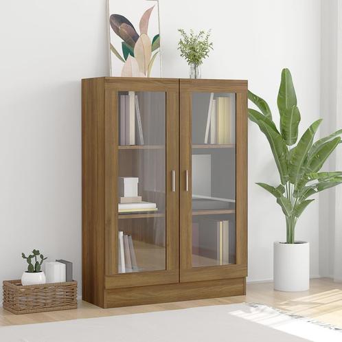 vidaXL Vitrinekast 82,5x30,5x115 cm bewerkt hout bruin, Huis en Inrichting, Kasten | Boekenkasten, 25 tot 50 cm, Nieuw, Overige houtsoorten