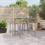 vidaXL Bartafel met glazen blad 110x70x110 cm poly rattan, Verzenden, Nieuw