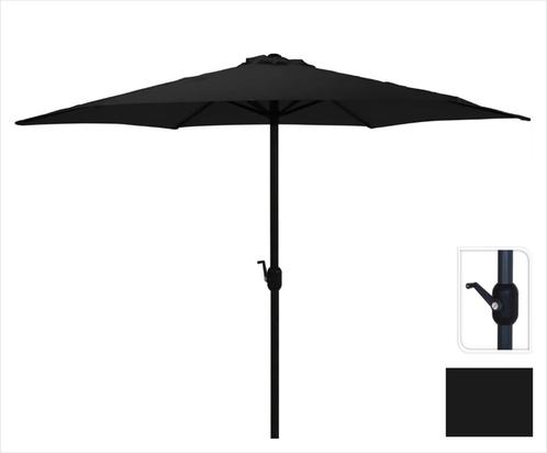 Parasol Zwart Ø300 cm voor Tuin en Terras | met handig, Tuin en Terras, Parasols, Nieuw, Verzenden