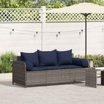 vidaXL Tuinbank 3-zits met kussens poly rattan grijs, Tuin en Terras, Tuinsets en Loungesets, Verzenden, Nieuw, Rotan