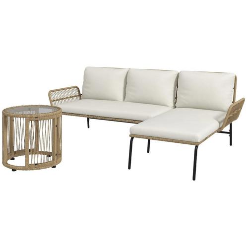 TRUUSK Rieten Tuinmeubelset Tuinset Met Ligstoel, Salontafel, Tuin en Terras, Overige Tuin en Terras, Nieuw, Verzenden