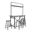 Bar tafel met mdf blad, 4 barkrukken en verlichting, YZ 1, Huis en Inrichting, Barren, Nieuw