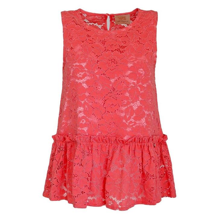 Verysimple • koraal rode kanten top • 36 (IT42), Kleding | Dames, Tops, Rood, Nieuw, Maat 36 (S), Verzenden
