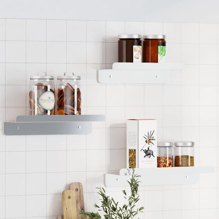 vidaXL Wandschappen 3 st roestvrijstaal zilverkleurig, Huis en Inrichting, Woonaccessoires | Wandplanken en Boekenplanken, Nieuw