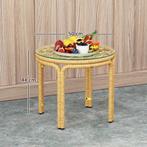 TRUUSK Bijzettafel Van Polyrattan Ronde Salontafel Met Glaze, Verzenden, Nieuw