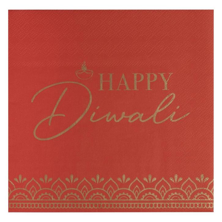 Diwali Servetten 16cm 16st, Hobby en Vrije tijd, Feestartikelen, Nieuw, Verzenden