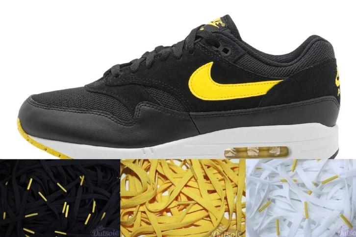 Lace Pack - Nike Air Max 1 Black Optic Yellow, Kleding | Heren, Schoenen, Sneakers of Gympen, Ophalen of Verzenden