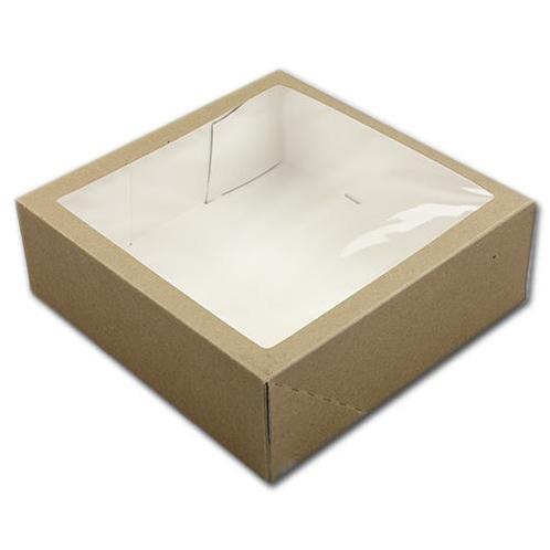 Taartdoos met venster 26x26x9cm. Kraft 3st, Hobby en Vrije tijd, Taarten en Cupcakes maken, Nieuw, Verzenden
