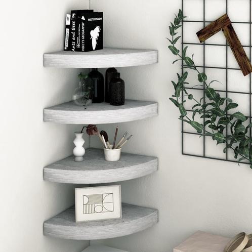 vidaXL Hoekwandschappen 4 st 35x35x3,8 cm MDF betongrijs, Huis en Inrichting, Woonaccessoires | Wandplanken en Boekenplanken, Nieuw