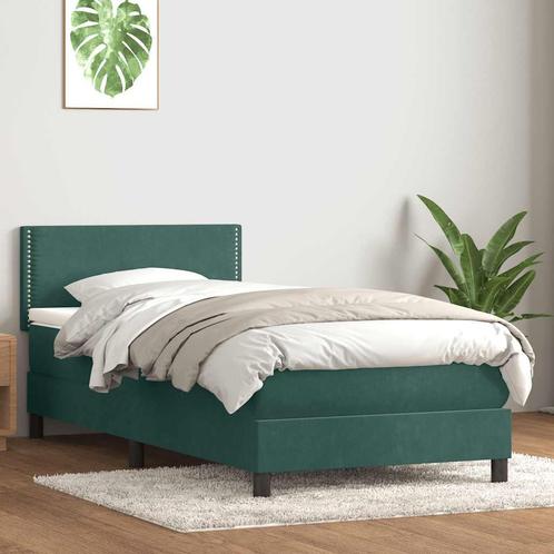 vidaXL Boxspring met matras fluweel donkergroen 80x220 cm, Huis en Inrichting, Slaapkamer | Bedden, Groen, Nieuw, Stof, Verzenden