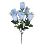 Roos bush bundel 8 bloemen babyblauw met gips, Nieuw, Ophalen of Verzenden