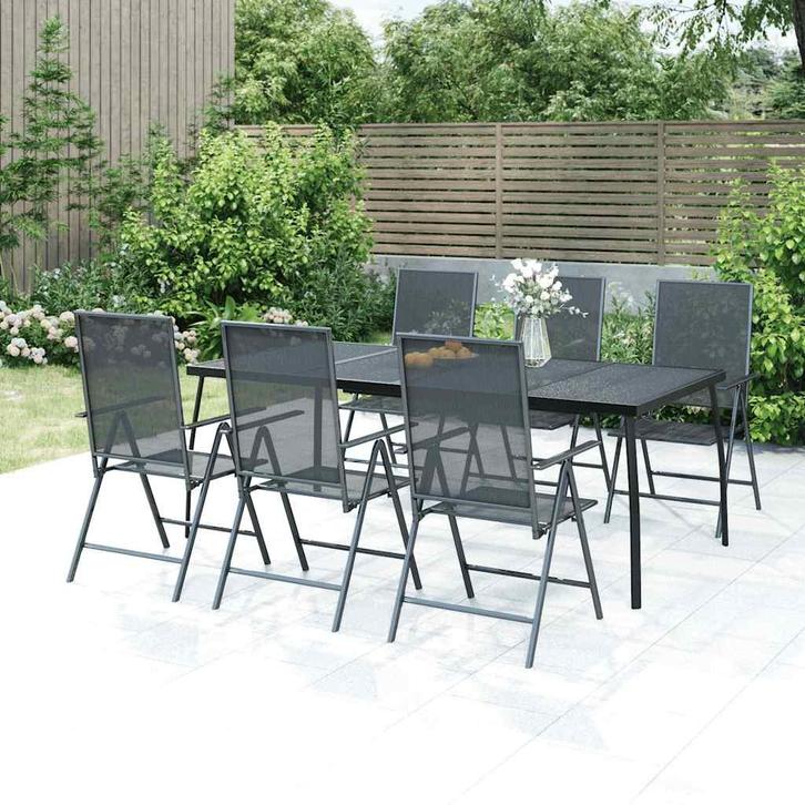 vidaXL Tuintafel 200x100x72 cm staalgaas antracietkleurig, Tuin en Terras, Tuintafels, Nieuw, Metaal, Verzenden