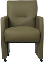 Olijfgroene leren moderne eetkamerfauteuil - Toledo Leer Oli, Overige kleuren, Nieuw, Leer, Ophalen of Verzenden