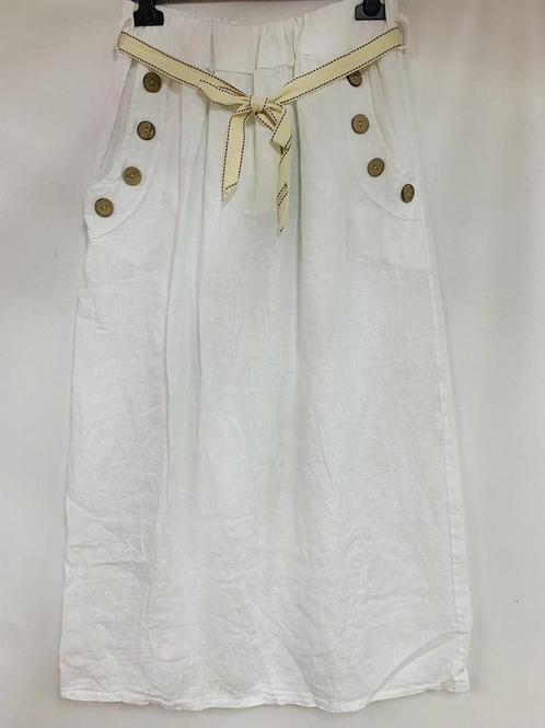 Linnen lange rok in kleur WIT met elastische talie,, Kleding | Dames, Rokken