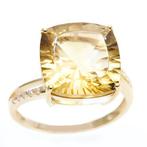 Ring - 14 karaat Geel goud Citrien - Diamant, Nieuw