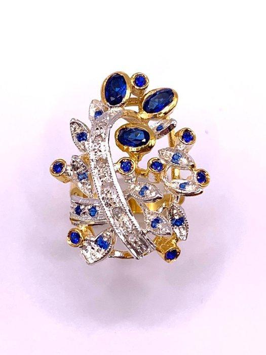 Zonder Minimumprijs - Cocktailring - 9 kt. Geel goud, Zilver, Sieraden, Tassen en Uiterlijk, Antieke sieraden