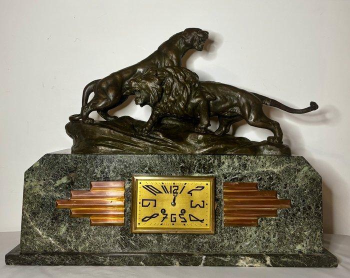 Pendule - Art Deco Marmer, Zinklegering - 1920-1930, Antiek en Kunst, Antiek | Klokken