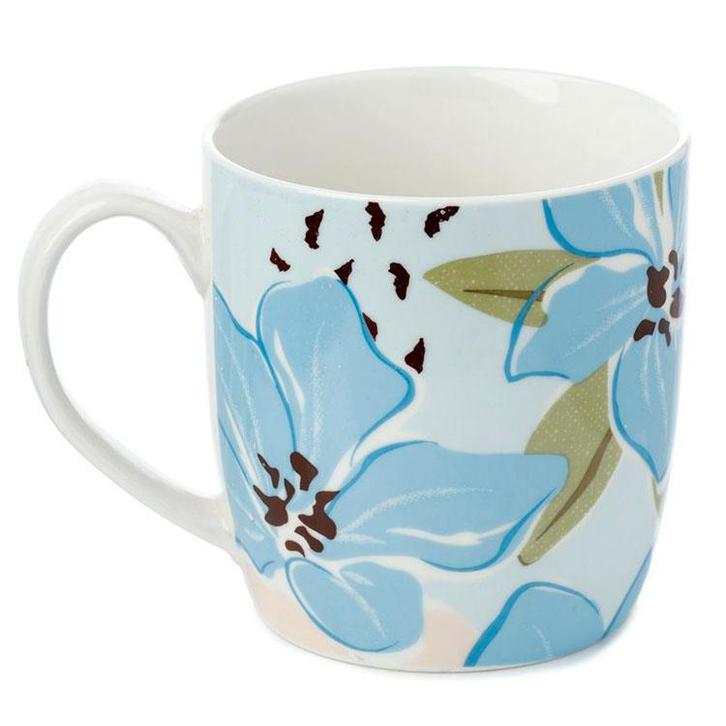 Beker Florens Rhododendron Porselein met Onderzetter - Blauw, Huis en Inrichting, Keuken | Servies, Nieuw, Ophalen of Verzenden