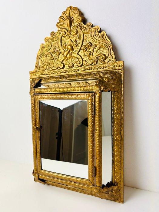 Spiegel- Hal kastje met spiegel - Glas, Hout, Messing, Antiek en Kunst, Curiosa en Brocante