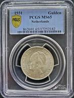 Koningin Wilhelmina 1 gulden 1931 MS65 PCGS gecertificeerd, Zilver, Losse munt, Verzenden