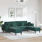 vidaXL Velours Bank met kussen 3 pcs Donkergroen 208 cm, Huis en Inrichting, Banken | Bankstellen, Verzenden, Nieuw, Stof, 150 tot 200 cm