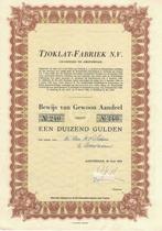 Aandeel Tjoklat-Fabriek, 1954 (Chocolade !), Postzegels en Munten, Aandelen en Waardepapieren, Ophalen of Verzenden, 1950 tot 1970