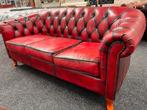 Chesterfield Vintage  Oxblood leren 3 zits Chesterfield Bank, Ophalen, Gebruikt, Leer, Chesterfield