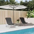 vidaXL Strandstoelen 2 st textileen en gepoedercoat staal, Tuin en Terras, Ligbedden, Verzenden, Nieuw