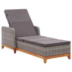 vidaXL Ligbed poly rattan en massief acaciahout grijs, Tuin en Terras, Verzenden, Nieuw