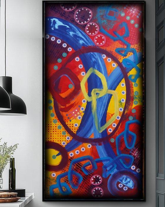 Ksavera - Abstract A1387 - painting on XXL canvas 210cm, Antiek en Kunst, Kunst | Schilderijen | Modern