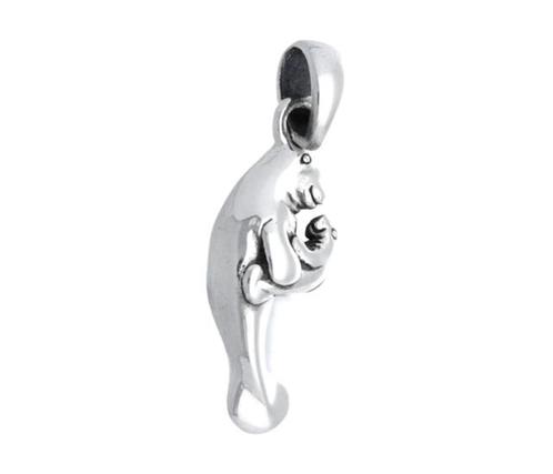 Zilveren Zeekoe lamantijn moeder en kind kettinghanger, Sieraden, Tassen en Uiterlijk, Kettinghangers, Verzenden