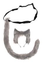 Haarband Furry Oren Staart Set Grijs Kat Poes Vos Diadeem Do, Kleding | Dames, Ophalen of Verzenden, Nieuw, Carnaval, Accessoires