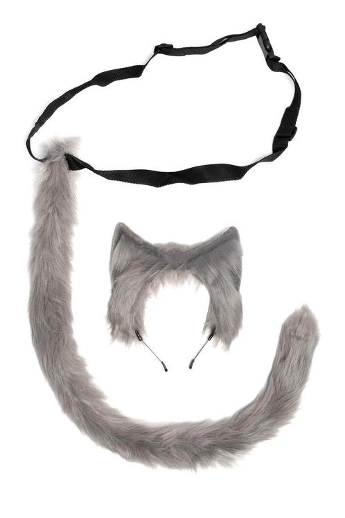 Haarband Furry Oren Staart Set Grijs Kat Poes Vos Diadeem Do, Kleding | Dames, Carnavalskleding en Feestkleding, Accessoires, Nieuw