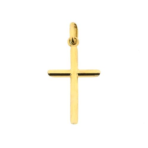 Gouden hanger van een subtiel kruisje (religieus), Sieraden, Tassen en Uiterlijk, Bedels, Gebruikt, Overige merken, Goud, Ophalen of Verzenden