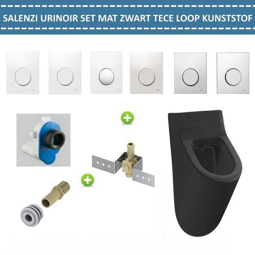 Urinoir Set Salenzi Hung Achterinlaat Mat Zwart met TECE, Doe-het-zelf en Verbouw, Sanitair, Overige typen, Nieuw, Chroom, Ophalen of Verzenden