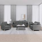 vidaXL 3-delige Loungeset met kussens stof donkergrijs, Huis en Inrichting, Verzenden, Nieuw, Vierpersoons of meer, Stof